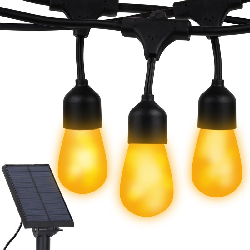 Brightech Ambience Pro Solar Powered LED Outdoor String Lights - 27 Ft Commercial Waterproof Patio Lights with Flaming, Flickering Bulbs - Shatterproof String Lights for Halloween, Porch, Deck - Image 1